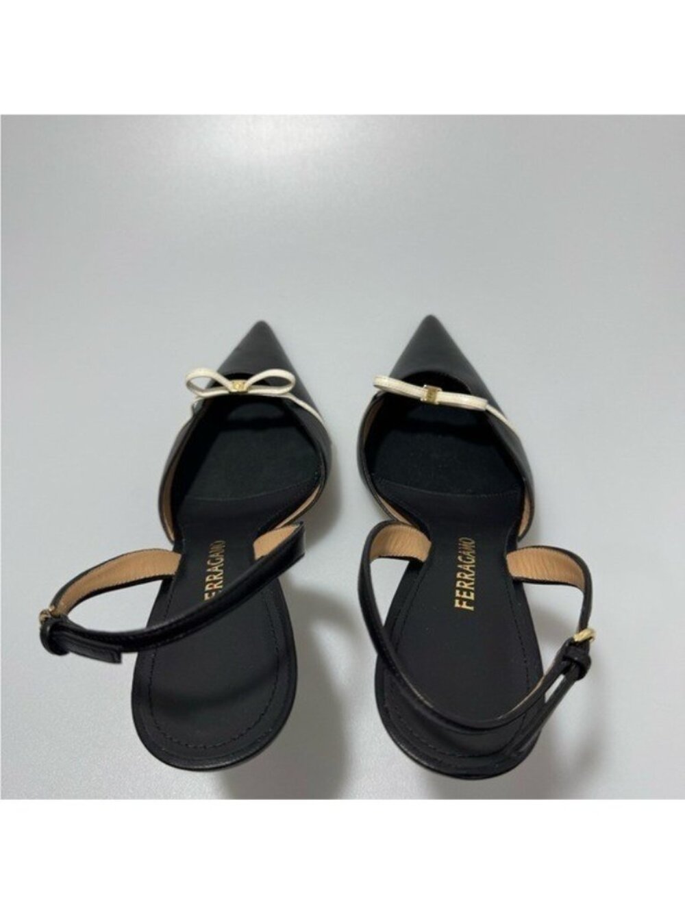 Ferragamo Gylla 70mm Bow Slingback Pumps Black Size 9.5 - Picture 5 of 7
